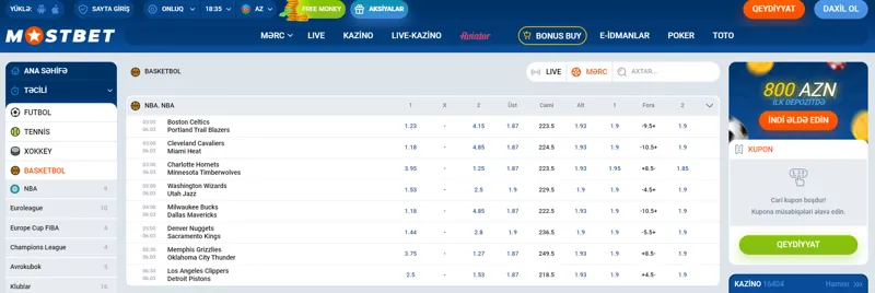 MostBet-də tennis mərcləri