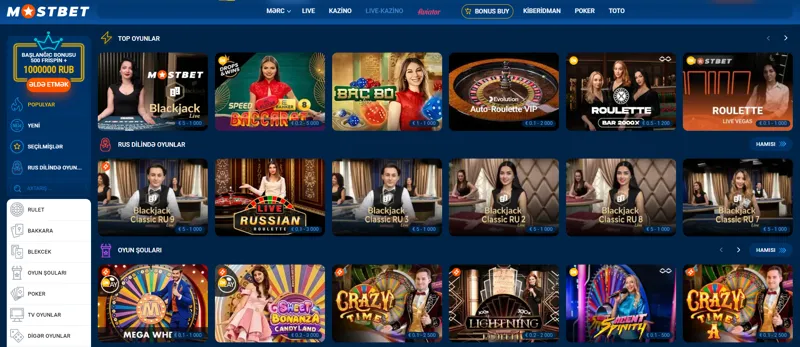 Azərbaycanda Canlı Casino MostBet