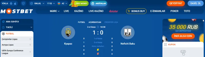 MostBet-də mərc xətti