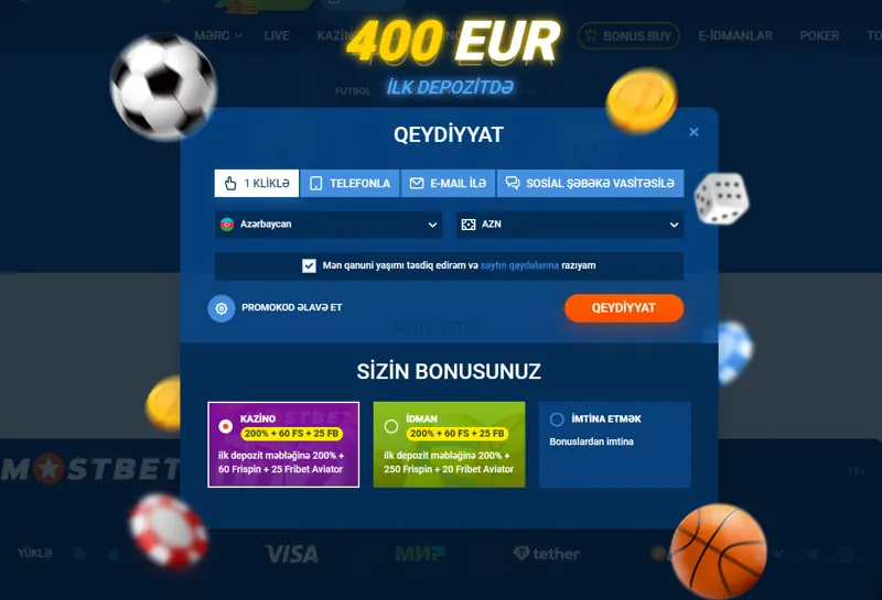 MostBet bukmekerində qeydiyyat seçimləri