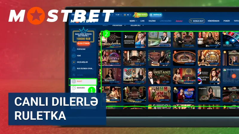 MostBet Live-kazinosunda canlı dilerlə ruletka oyunları