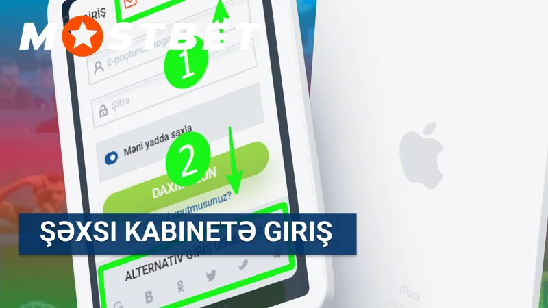 MostBet-də şəxsi kabinetə giriş ekranı