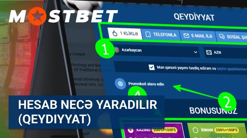 MostBet-də hesab yaratmaq (qeydiyyat) prosesi