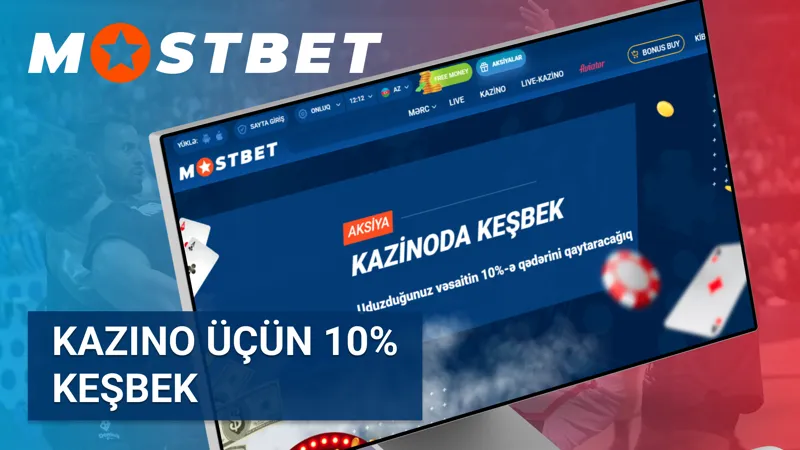 MostBet kazinosunda 10% keşbek təklifi