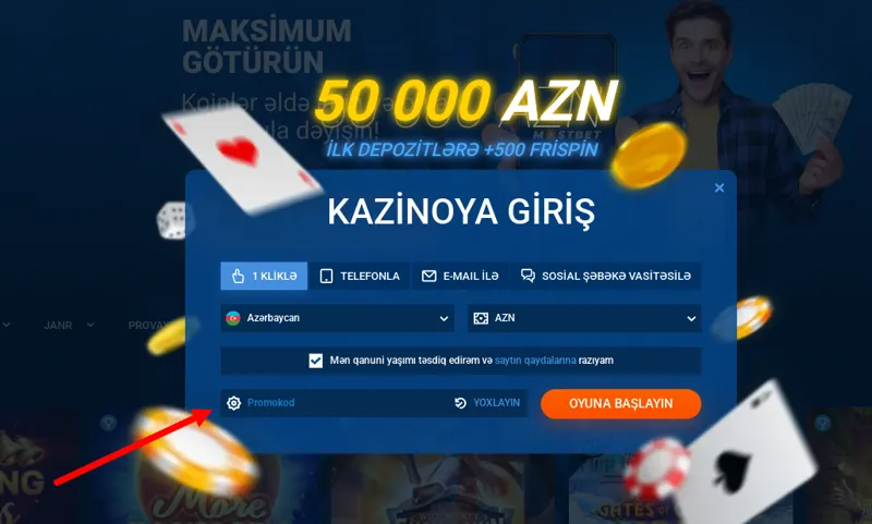 MostBet yeni oyunçu qeydiyyat formasına promo kodun daxil edilməsi