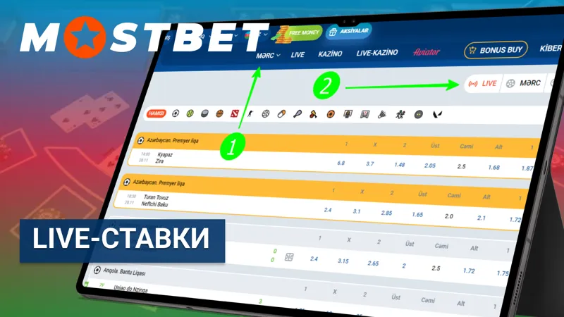 Выбор Live-ставок на MostBet