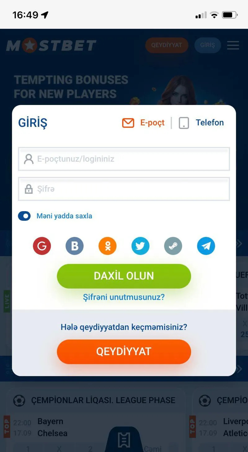 MostBet saytının mobil versiyası vasitəsilə şəxsi hesabınıza daxil olun
